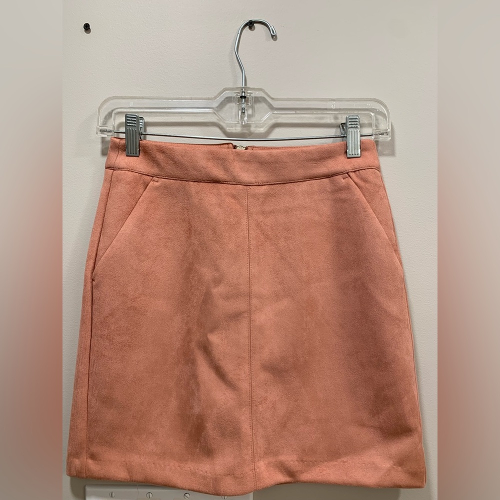 Suede pink mini skirt